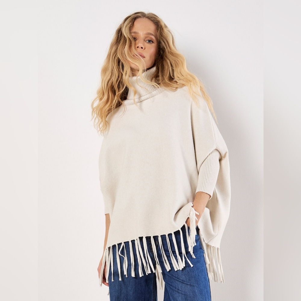 Sleeved Fringe Poncho